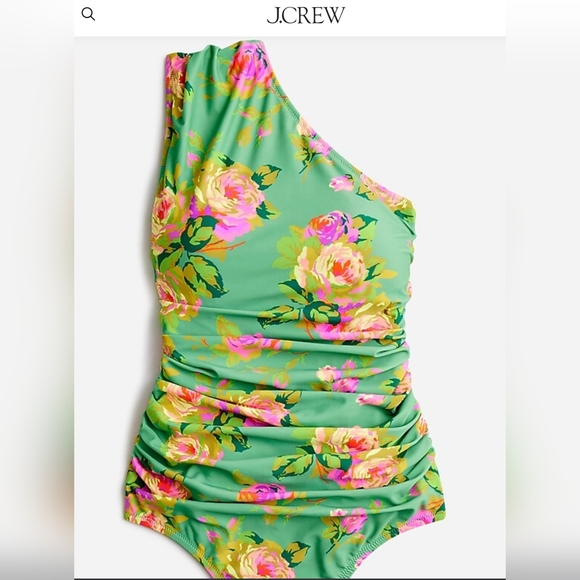 J. Crew Other - JCrew Rouched one shoulder one piece swimsuit in rose garden size 10